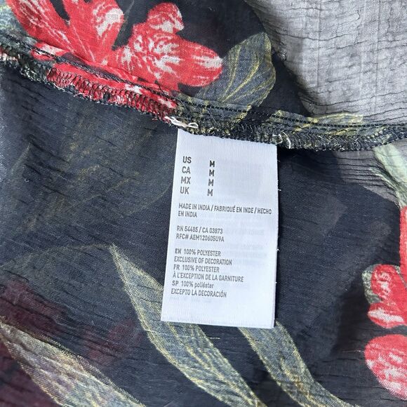 American Eagle Sheer Black Floral Robe Coverup Size M - Picture 10 of 13